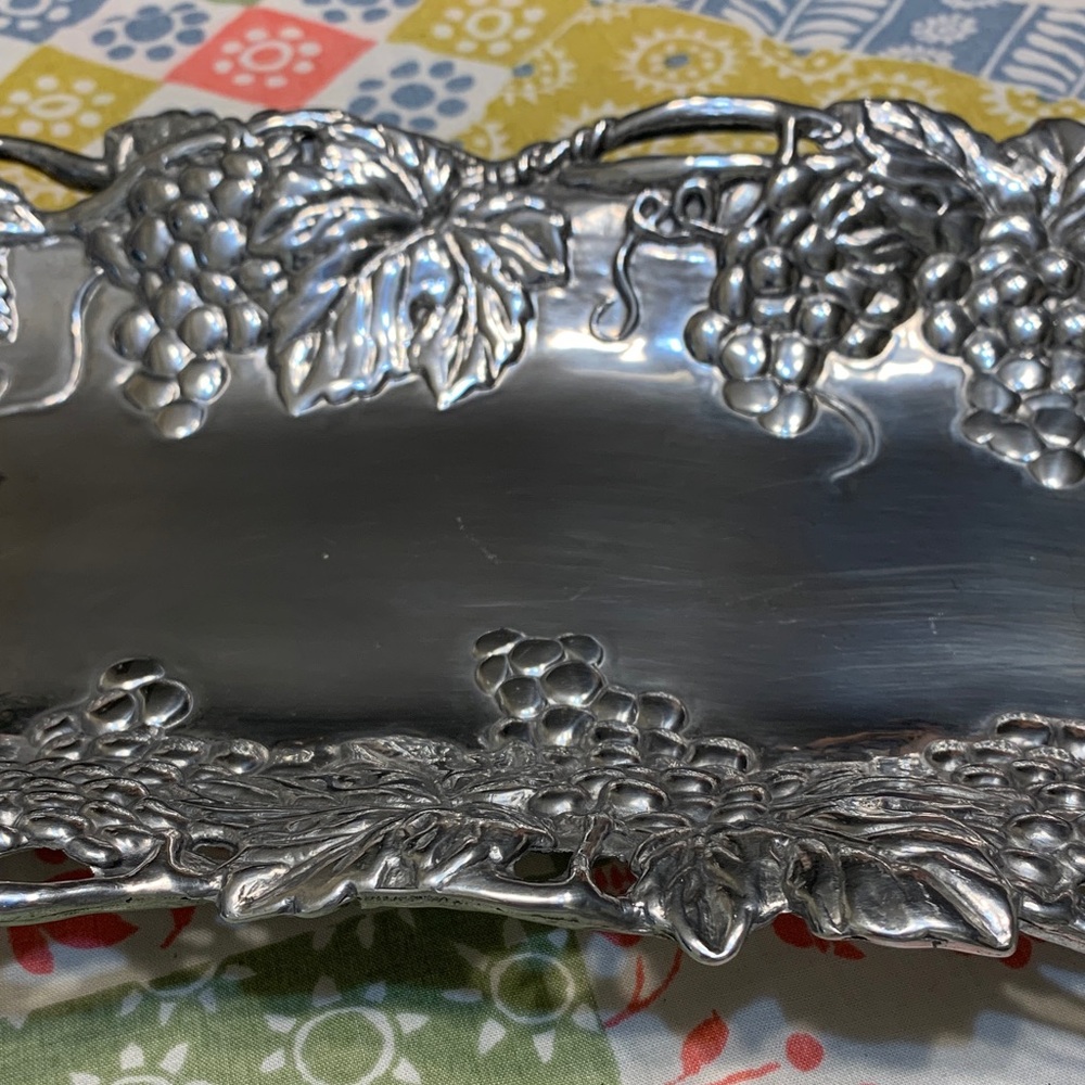 Vintage Arthur Court 1995 Silver Rectangular Grape Motif Tray - Picture 8 of 14